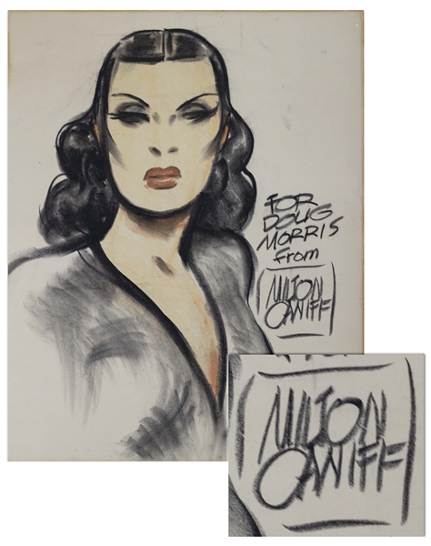 Milton Caniff Charcoal Drawing of the Dragon Lady From ''Terry and the Pirates'' -- Measures 24'' x 30''
